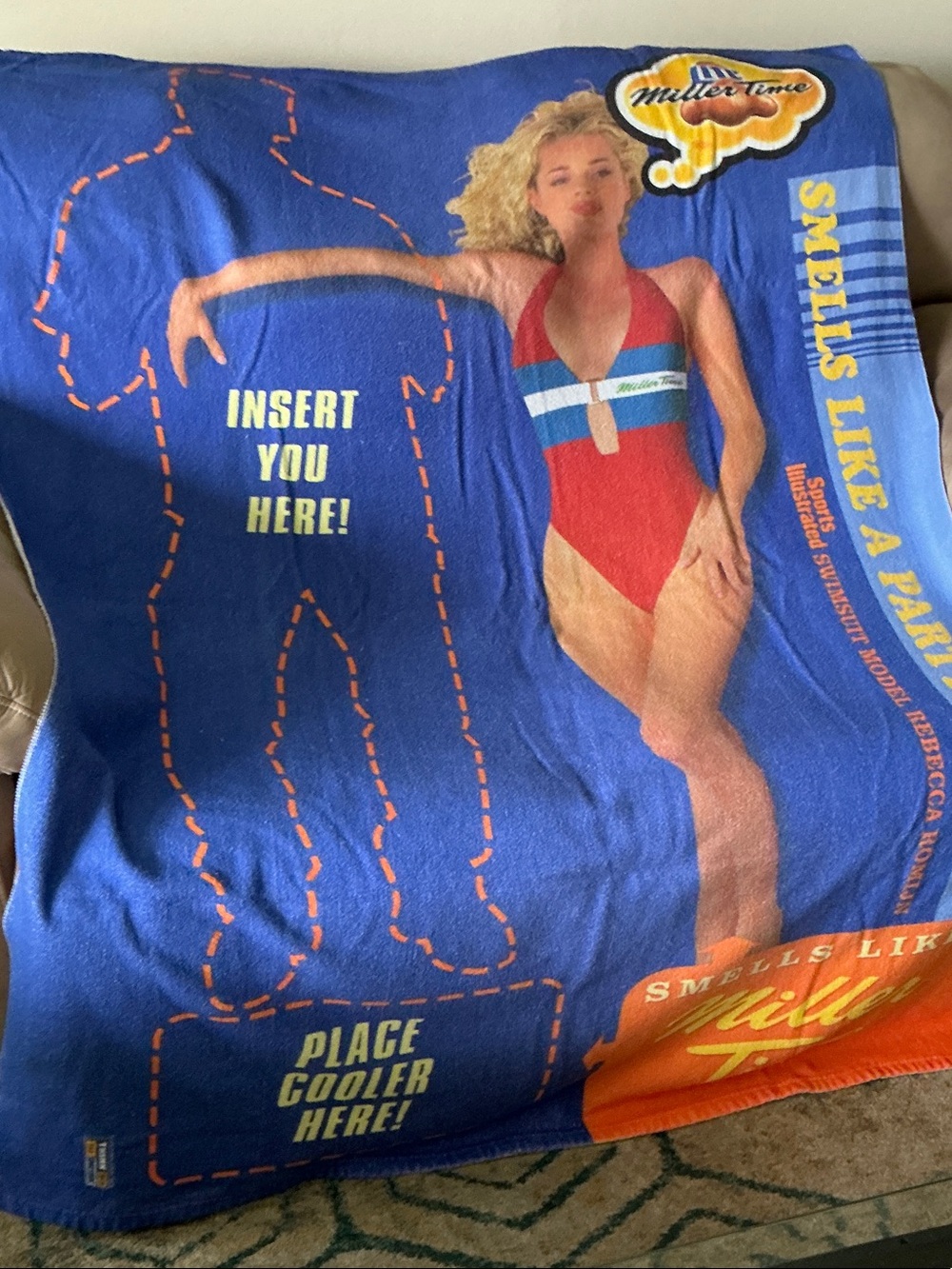 X Large beach towel with Sports Illustrated Swimsuit Model Rebecca Romijn